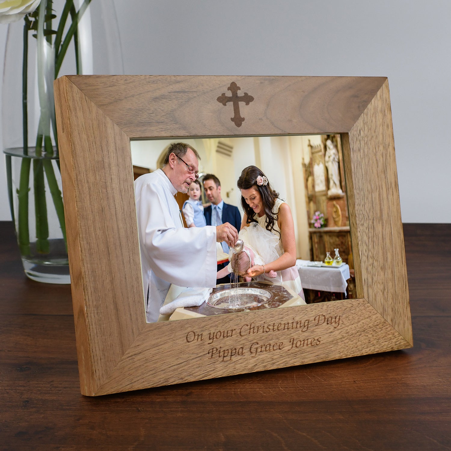 Personalised Wooden 7x5 Landscape Cross Frame - Photo Frames