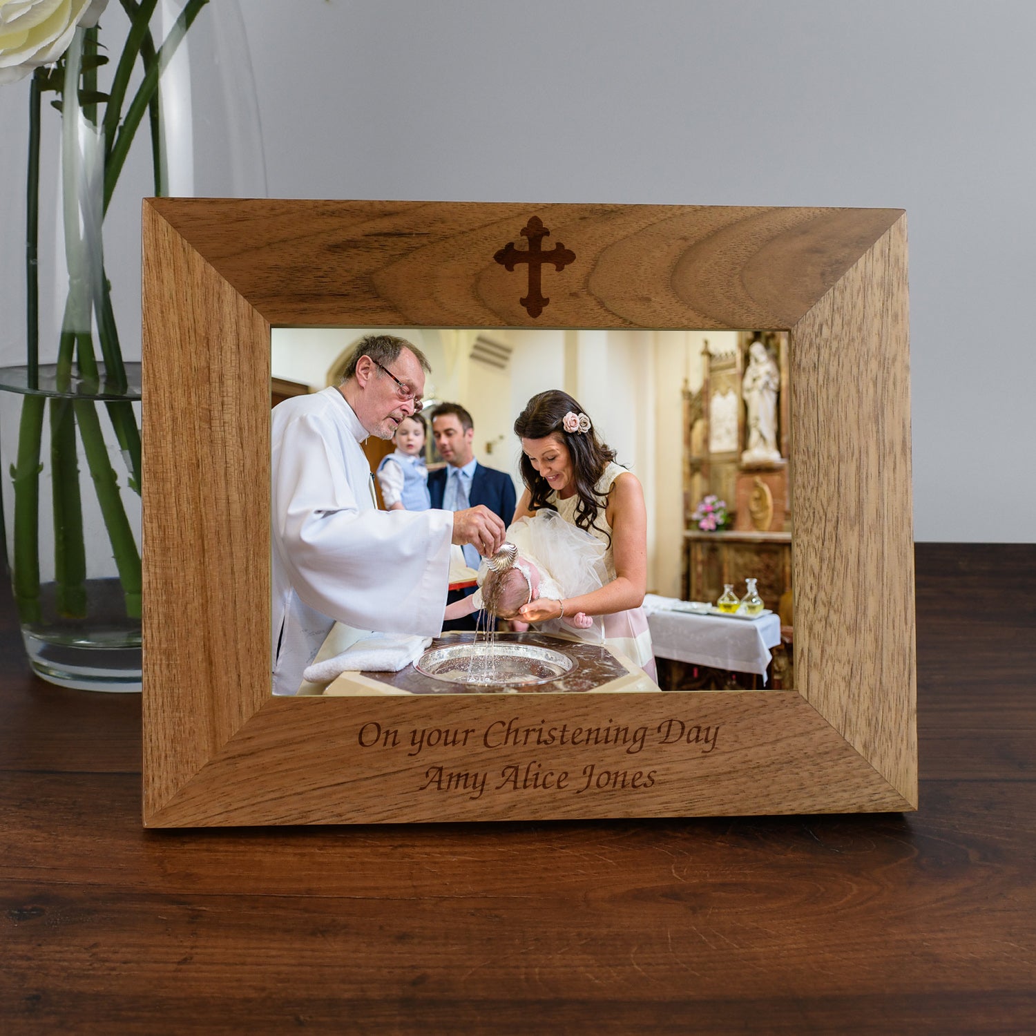Personalised Wooden 7x5 Landscape Cross Frame - Photo Frames