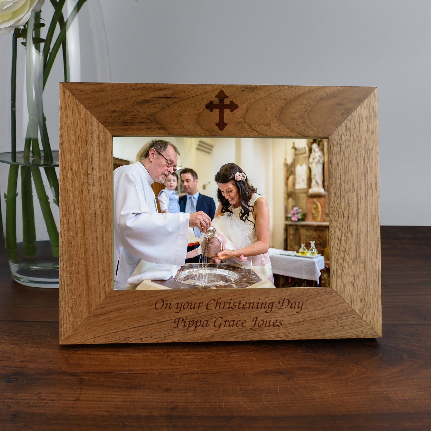Personalised Wooden 7x5 Landscape Cross Frame - Photo Frames