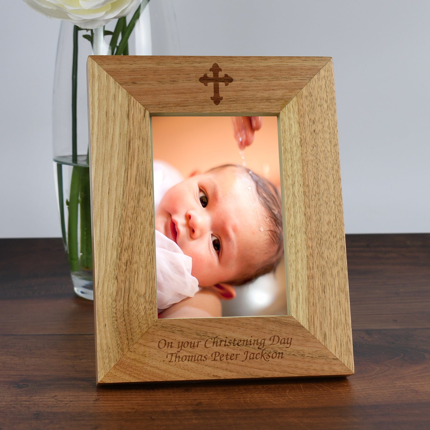 Personalised Wooden 4x6 Cross Frame - Photo Frames