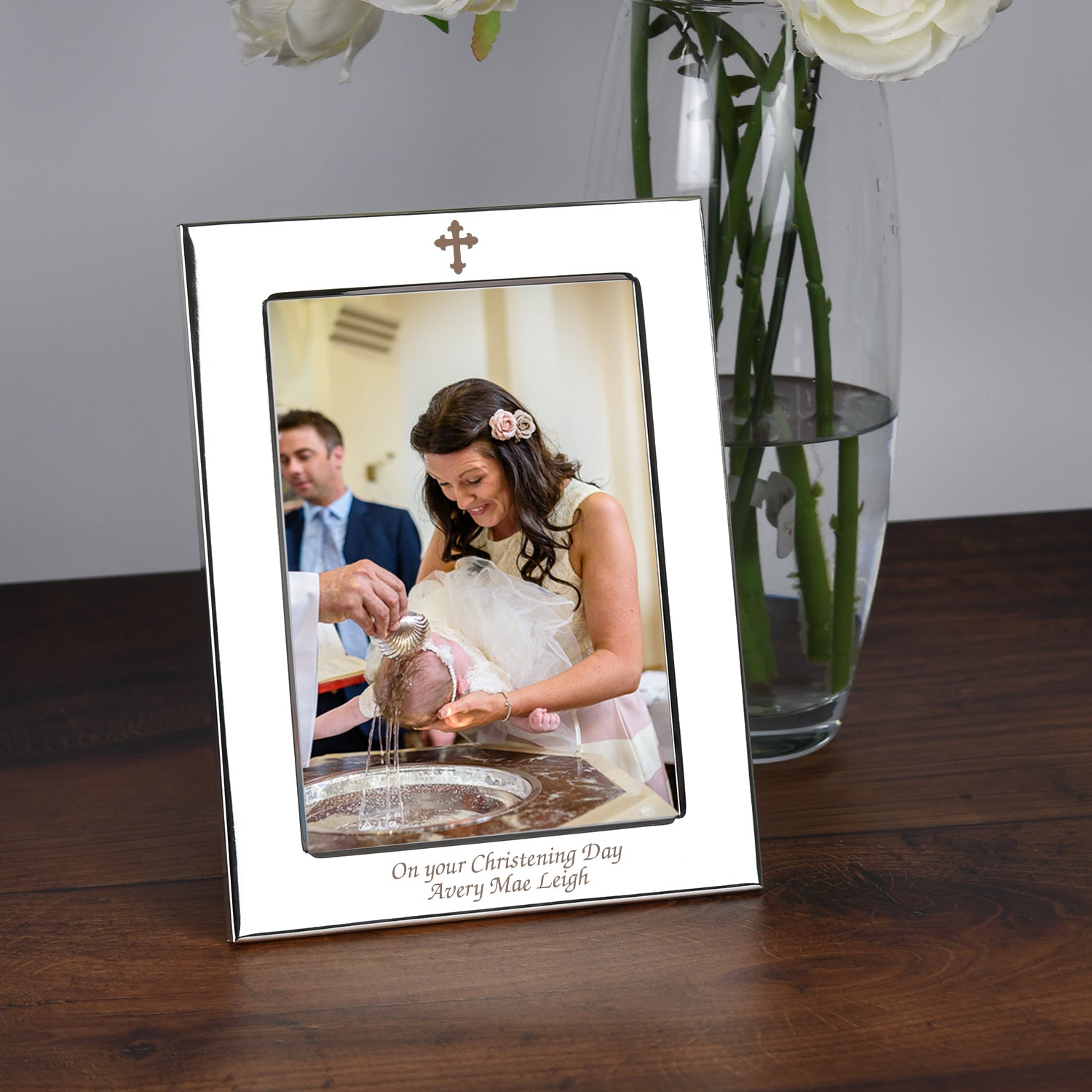 Personalised Silver 5x7 Cross Photo Frame - Photo Frames