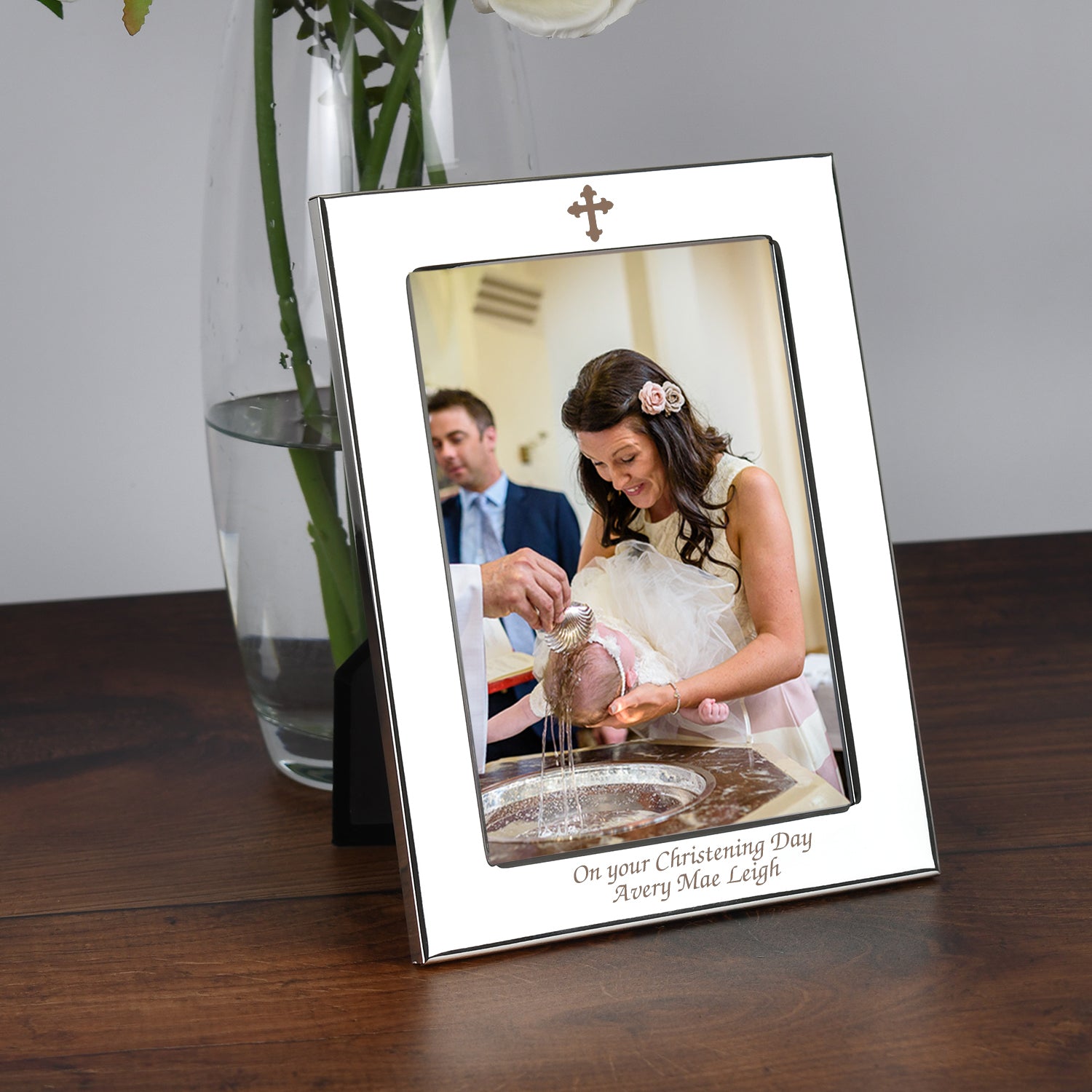 Personalised Silver 5x7 Cross Photo Frame - Photo Frames