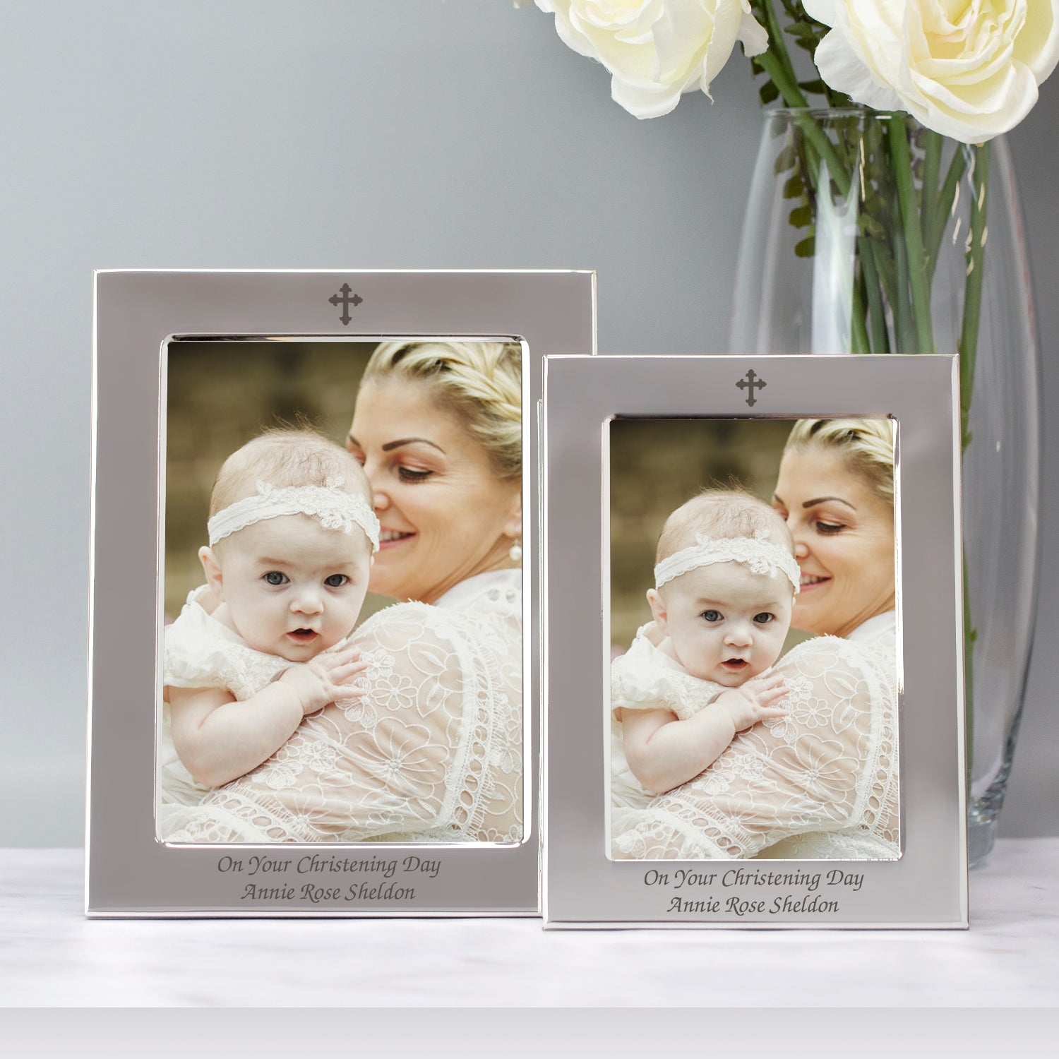Personalised Silver 4x6 Cross Photo Frame - Photo Frames