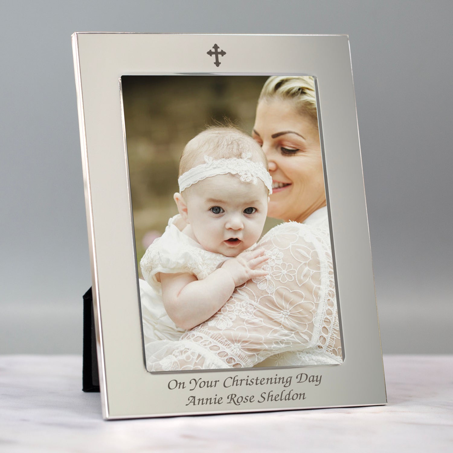 Personalised Silver 5x7 Cross Photo Frame - Photo Frames