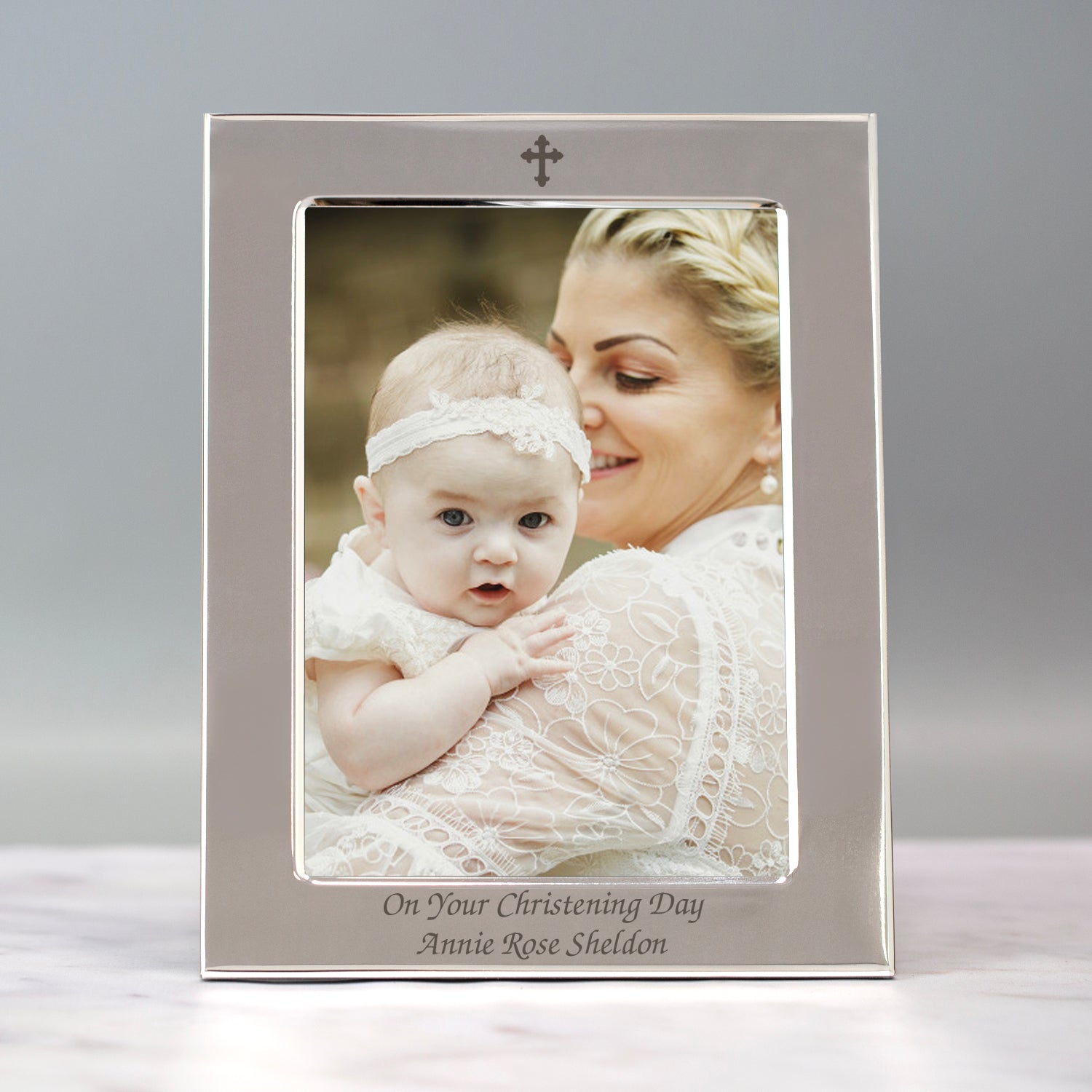 Personalised Silver 5x7 Cross Photo Frame - Photo Frames