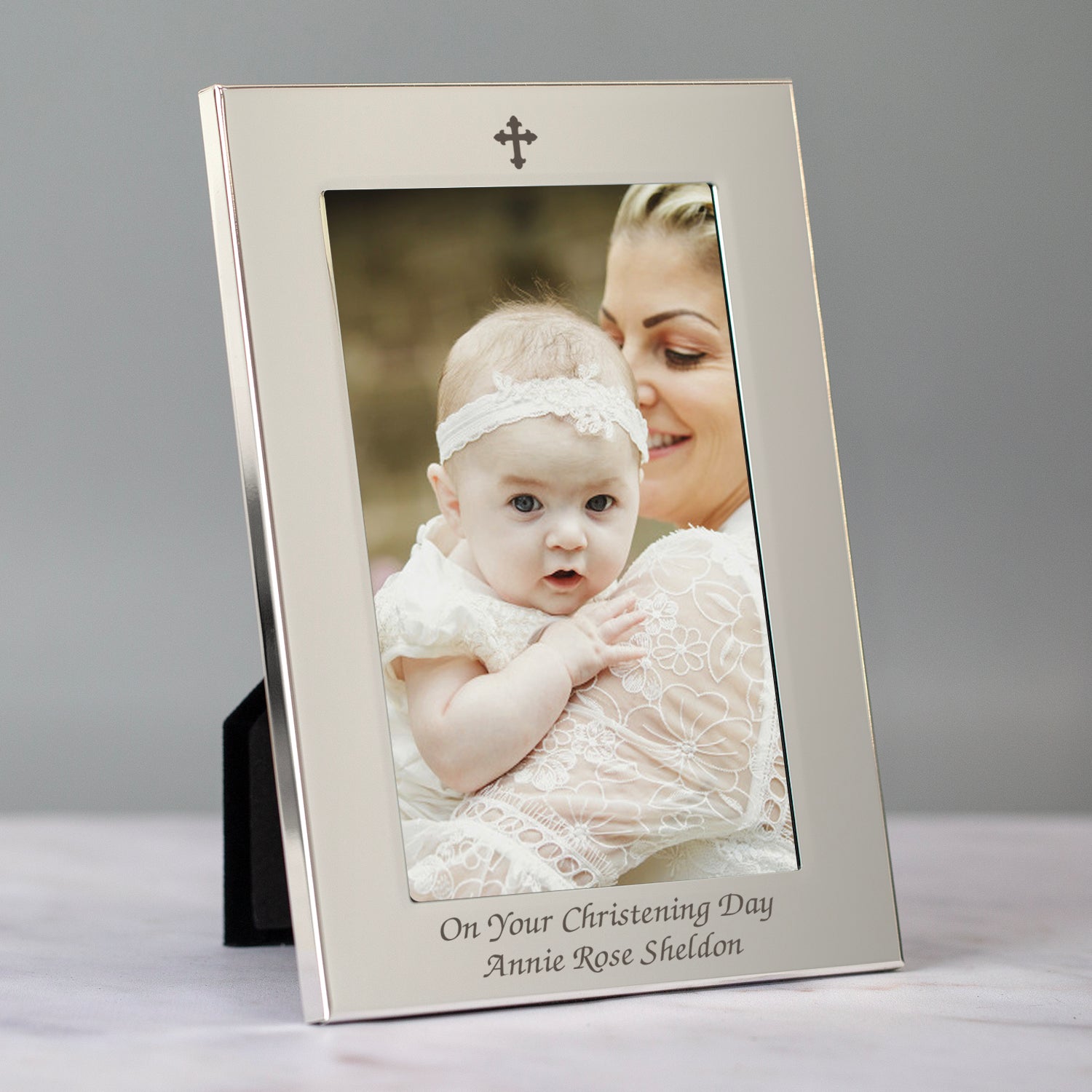 Personalised Silver 4x6 Cross Photo Frame - Photo Frames