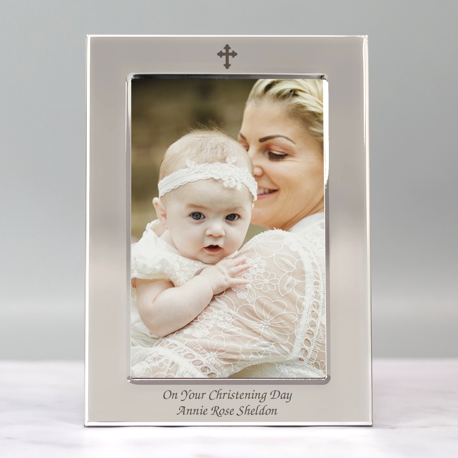 Personalised Silver 4x6 Cross Photo Frame - Photo Frames
