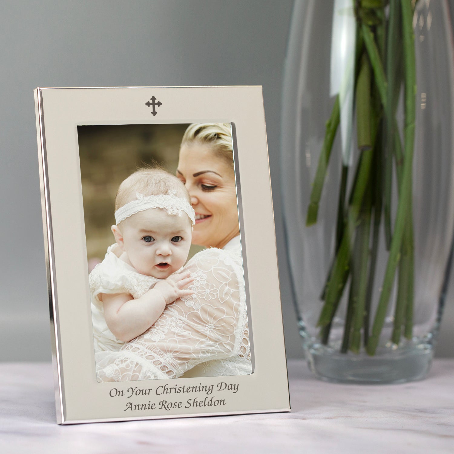 Personalised Silver 4x6 Cross Photo Frame - Photo Frames