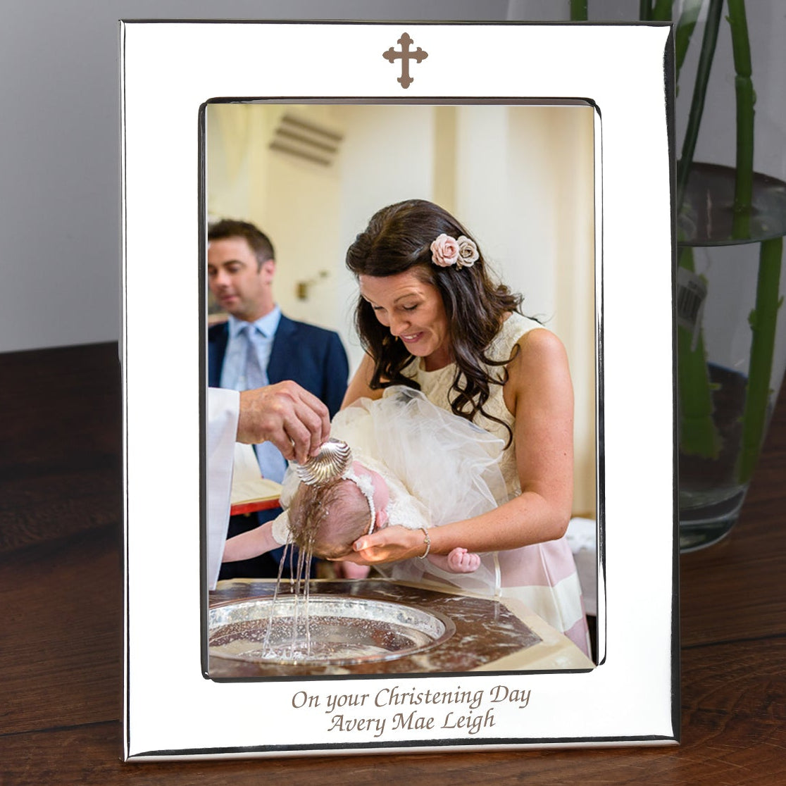 Personalised Silver 5x7 Cross Photo Frame - Photo Frames
