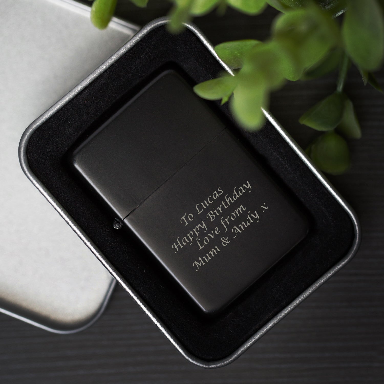 Personalised Message Black Lighter & Gift Box - Lighters