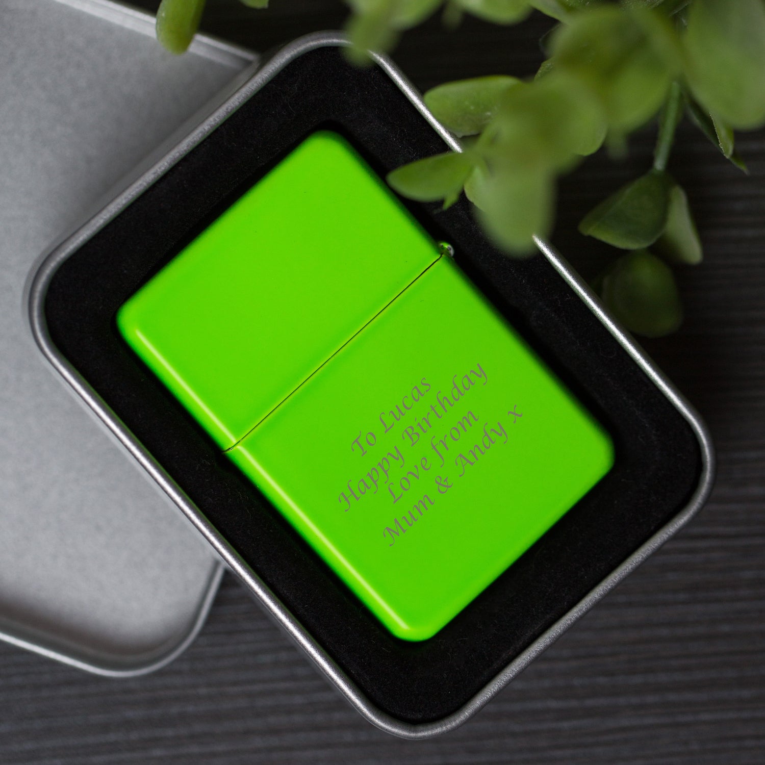 Personalised Message Neon Green Lighter & Gift Box - Lighters