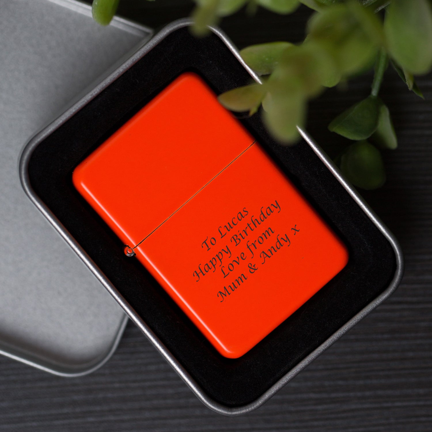 Personalised Message Neon Orange Lighter & Gift Box - Lighters