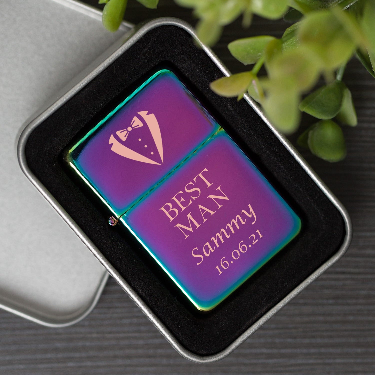 Personalised Best Man Rainbow Wedding Lighter & Gift Box - Lighters