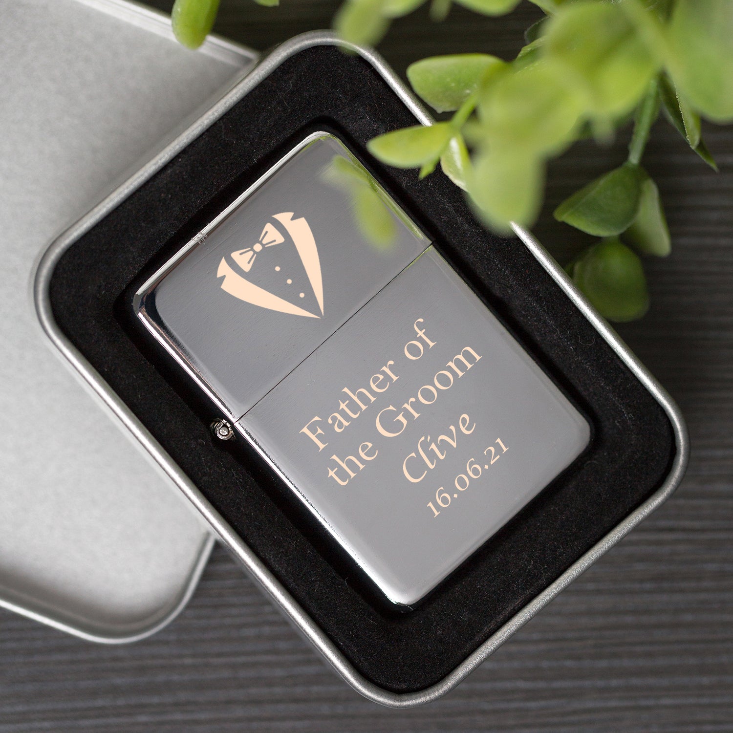 Personalised Father Of The Groom Silver Wedding Lighter & Gift Box - Lighters