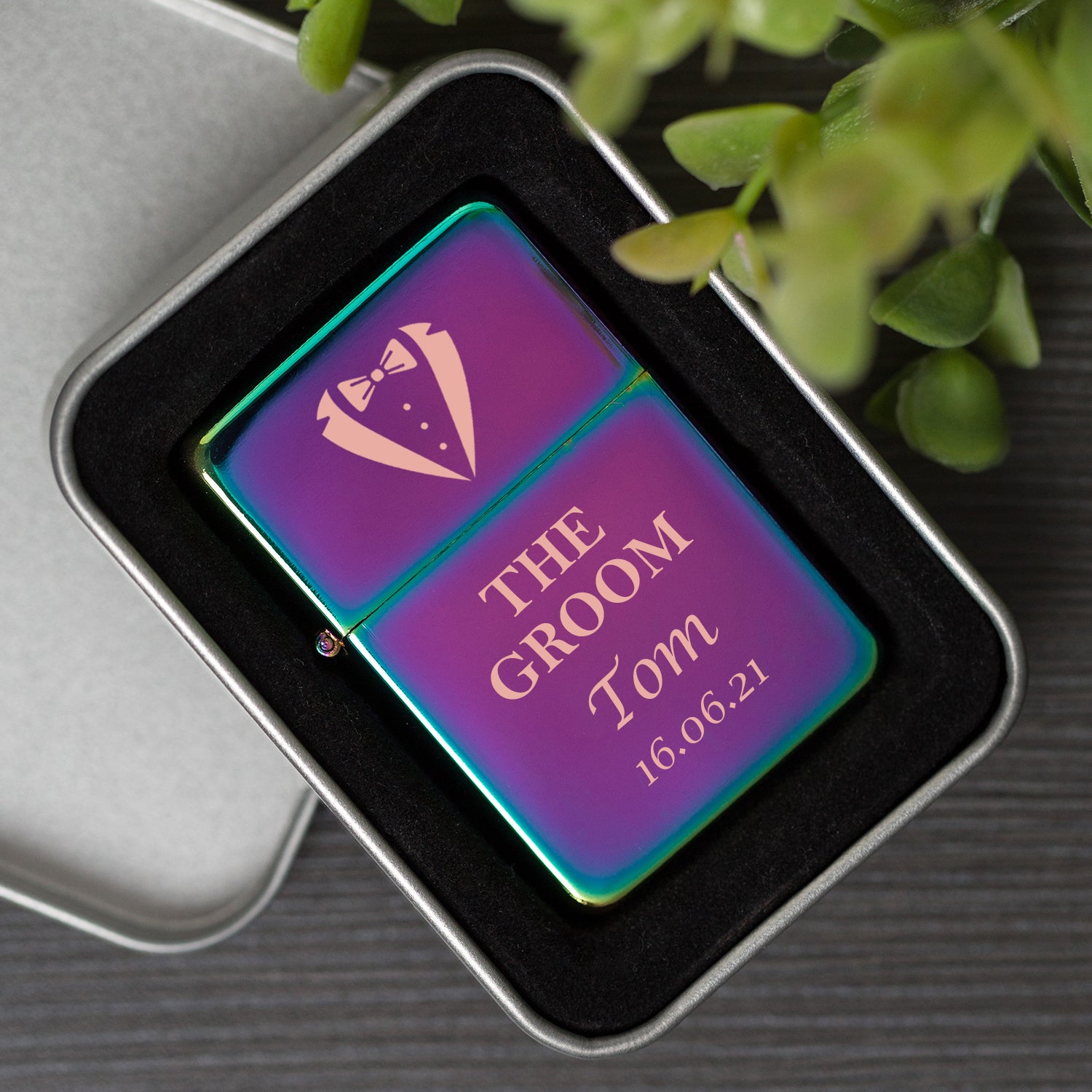 Personalised The Groom Rainbow Wedding Lighter & Gift Box - Lighters