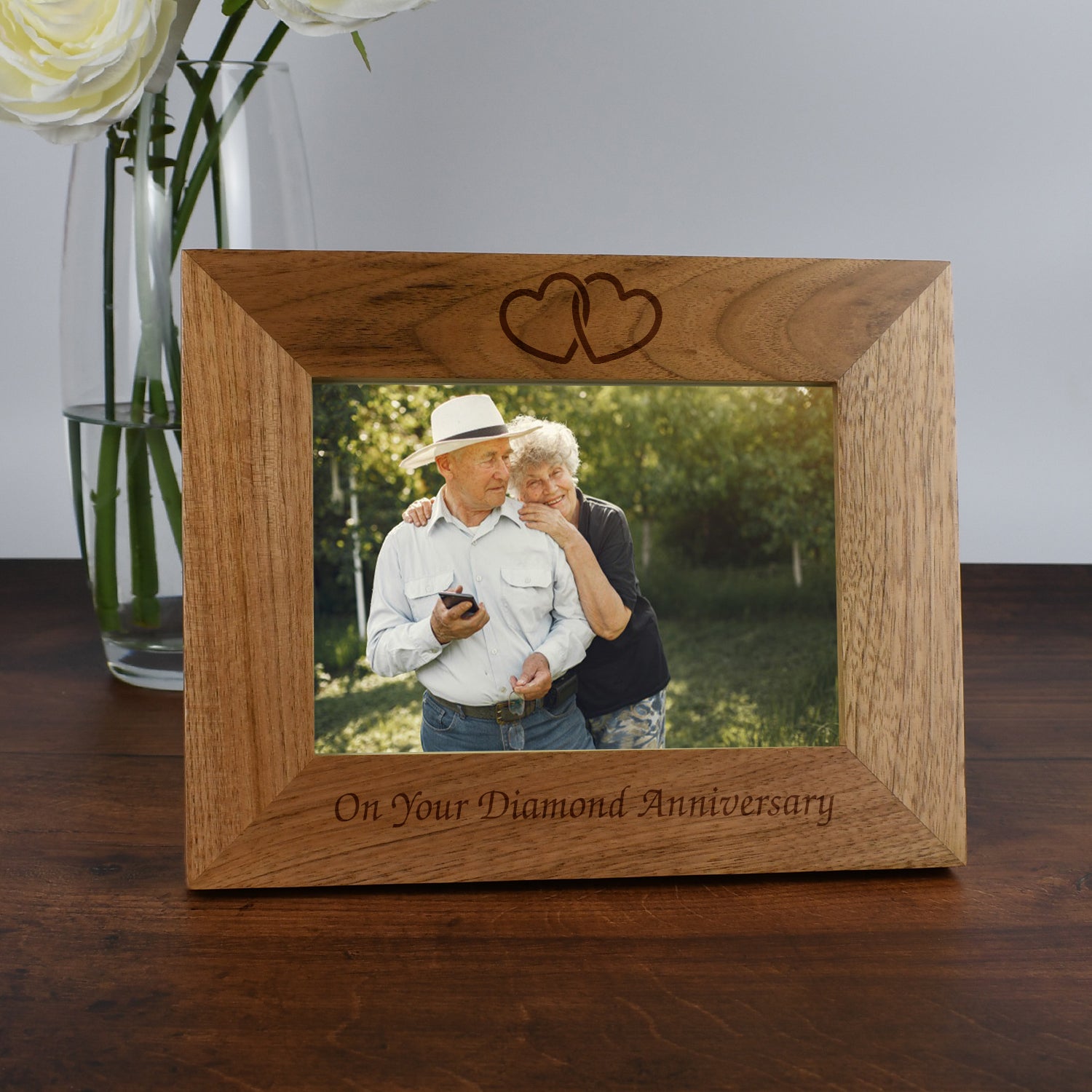 Engraved Wooden 7x5 Landscape On Your Diamond Anniversary Frame - Photo Frames