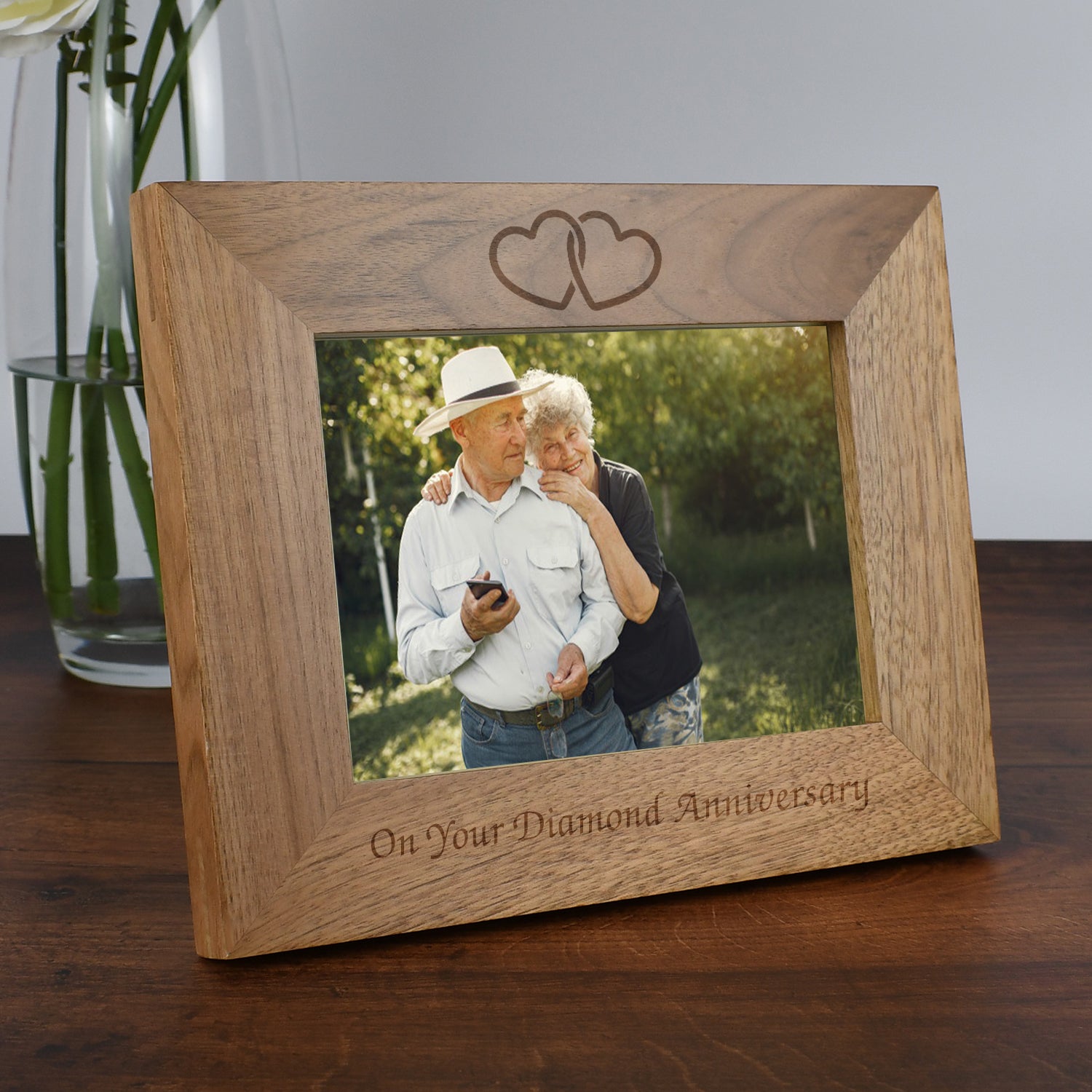 Engraved Wooden 7x5 Landscape On Your Diamond Anniversary Frame - Photo Frames