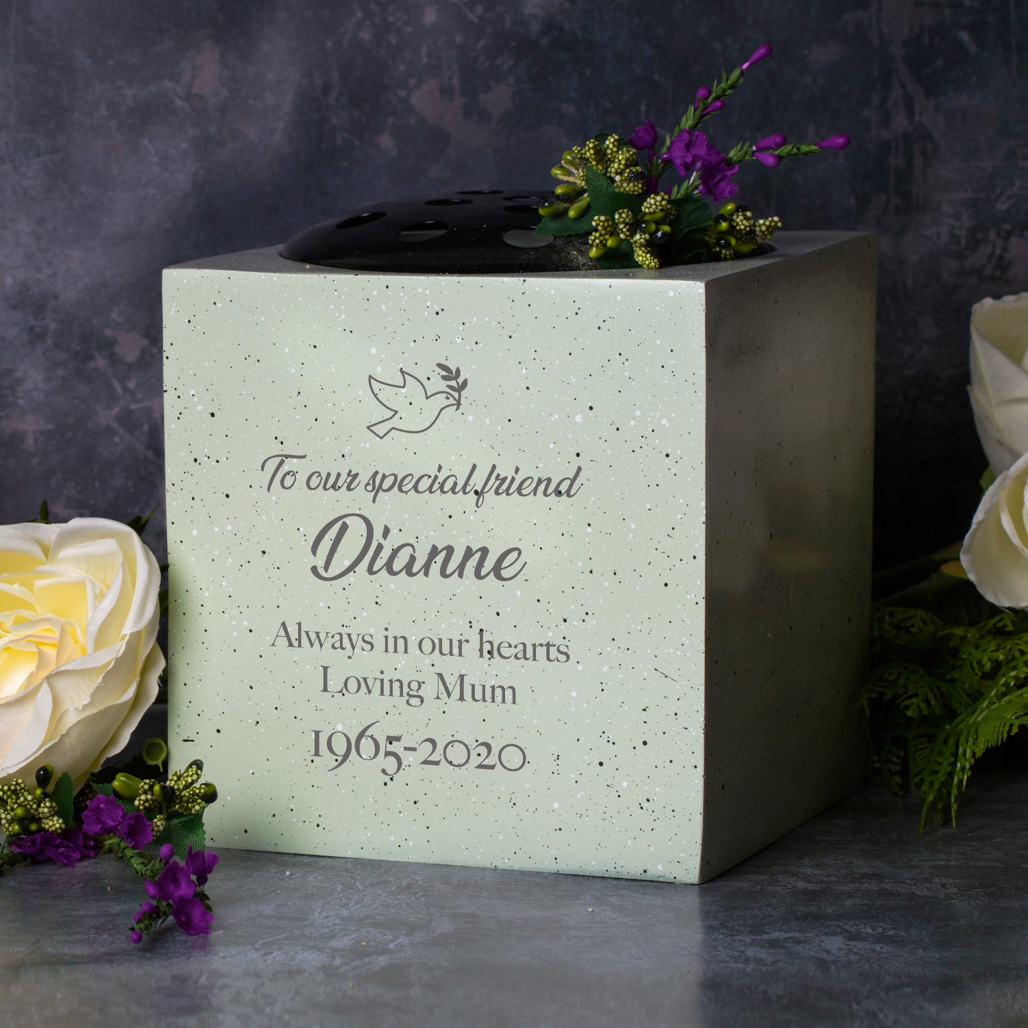 Personalised Dove Memorial Flower Vase - Memorial