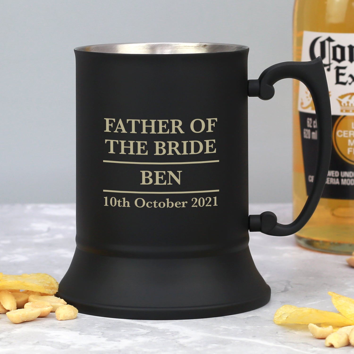 Personalised Father Of The Bride Matt Black Stainless Steel Tankard - Stainless Steel Tankards