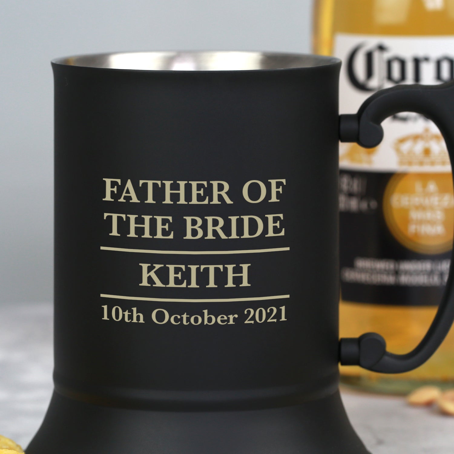 Personalised Father Of The Bride Matt Black Stainless Steel Tankard - Stainless Steel Tankards