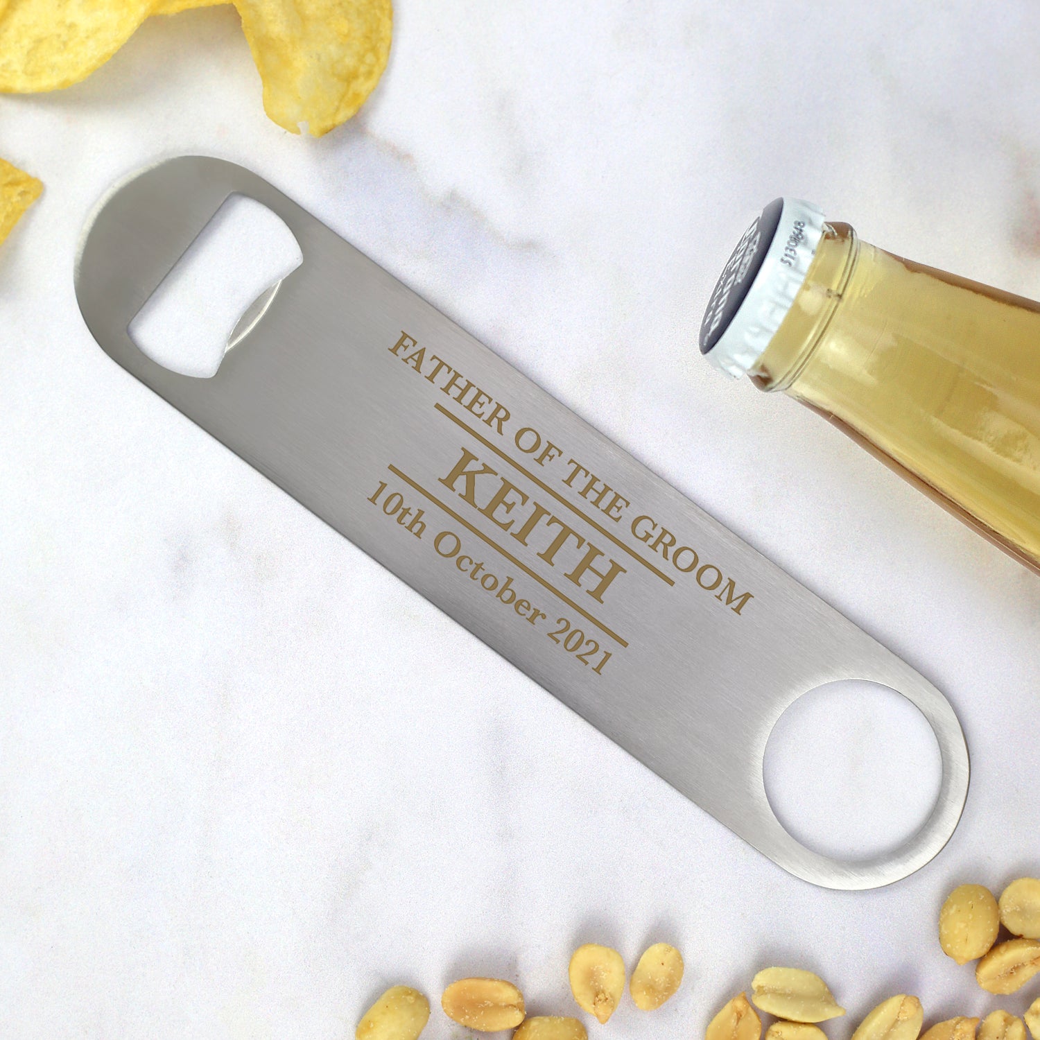 Personalised Father Of The Groom Silver Bar Blade Bottle Opener - Bar Blades
