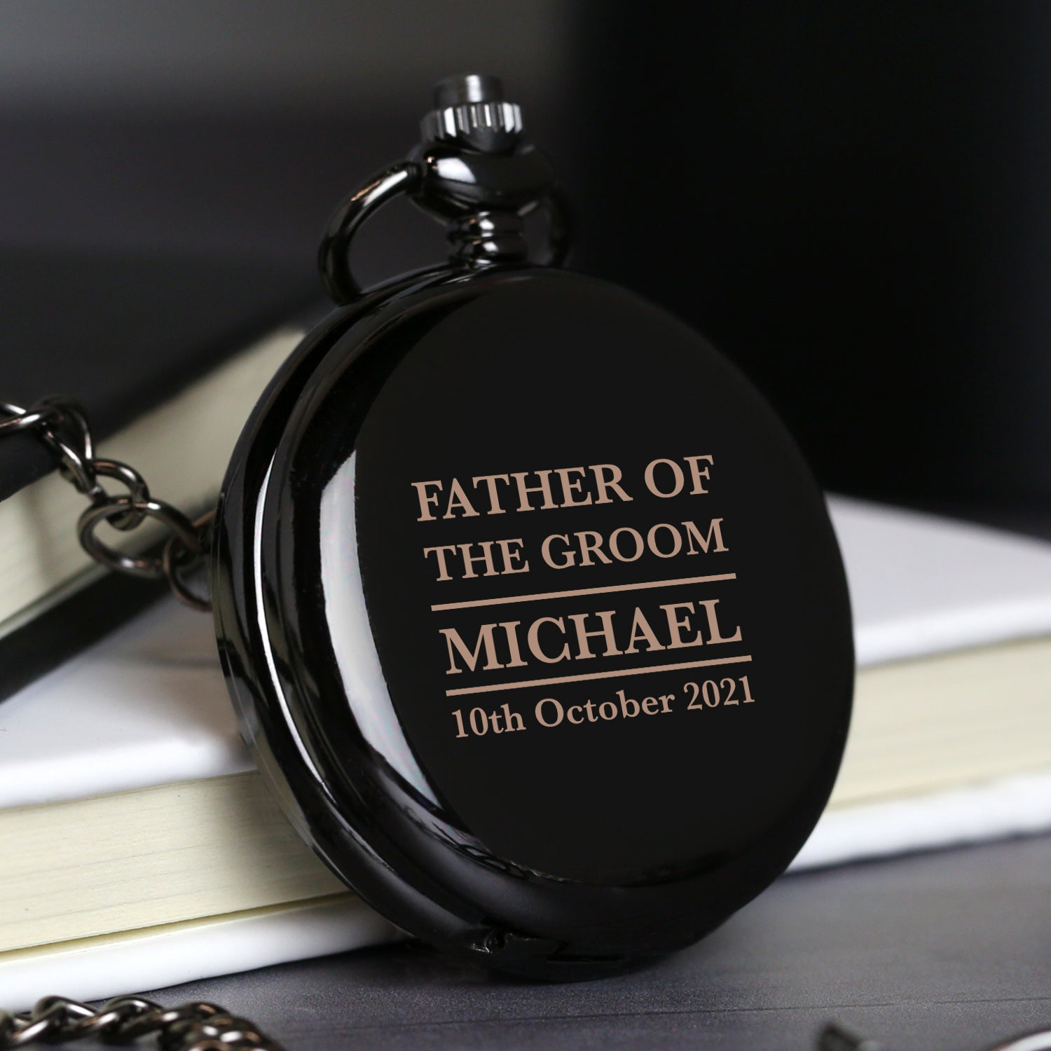 Personalised Any Role Black Pocket Fob Watch - Pocket Watches
