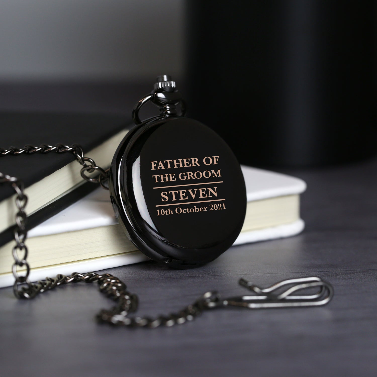 Personalised Father of the Groom Black Pocket Fob Watch - Pocket Watches