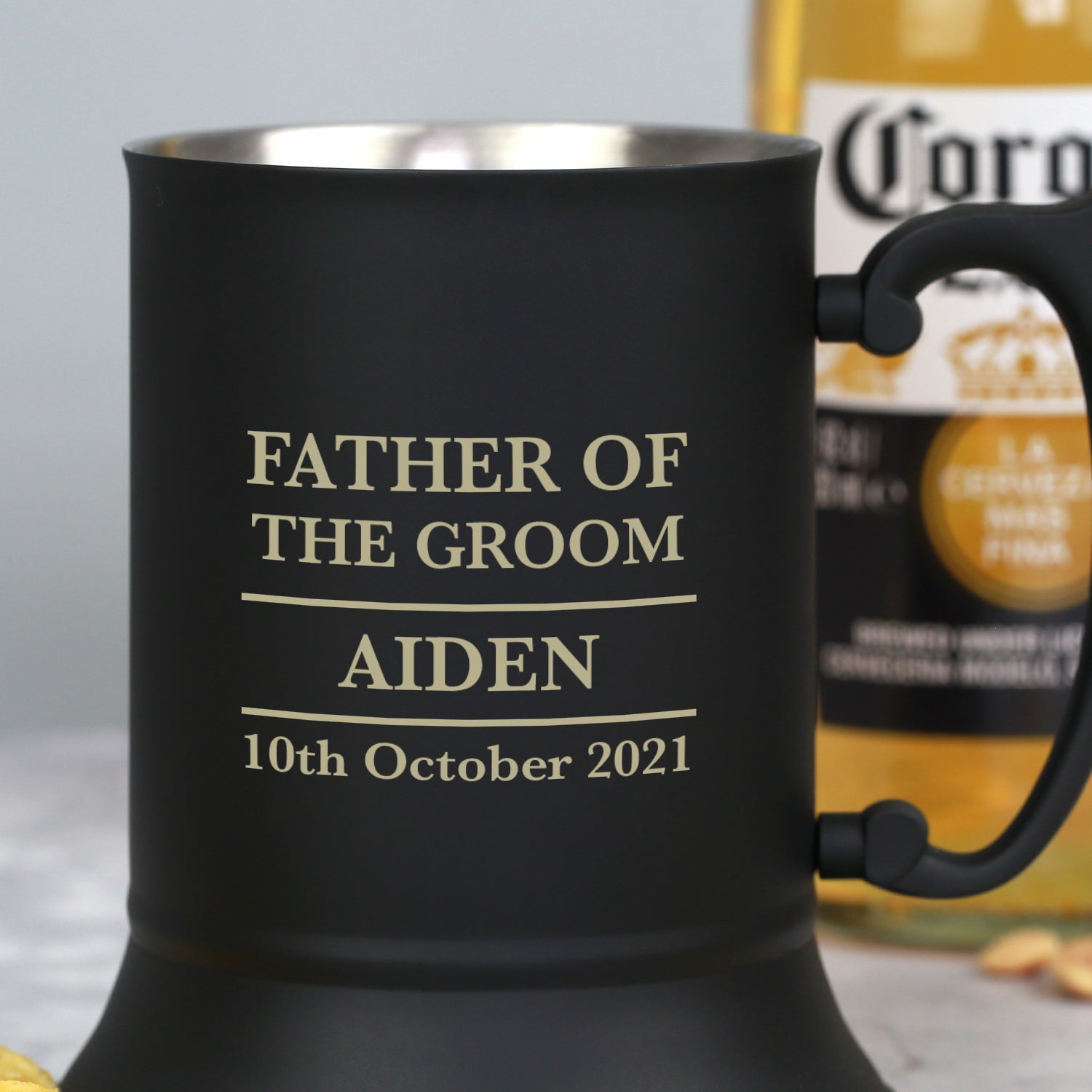 Personalised Father Of The Groom Matt Black Stainless Steel Tankard - Stainless Steel Tankards