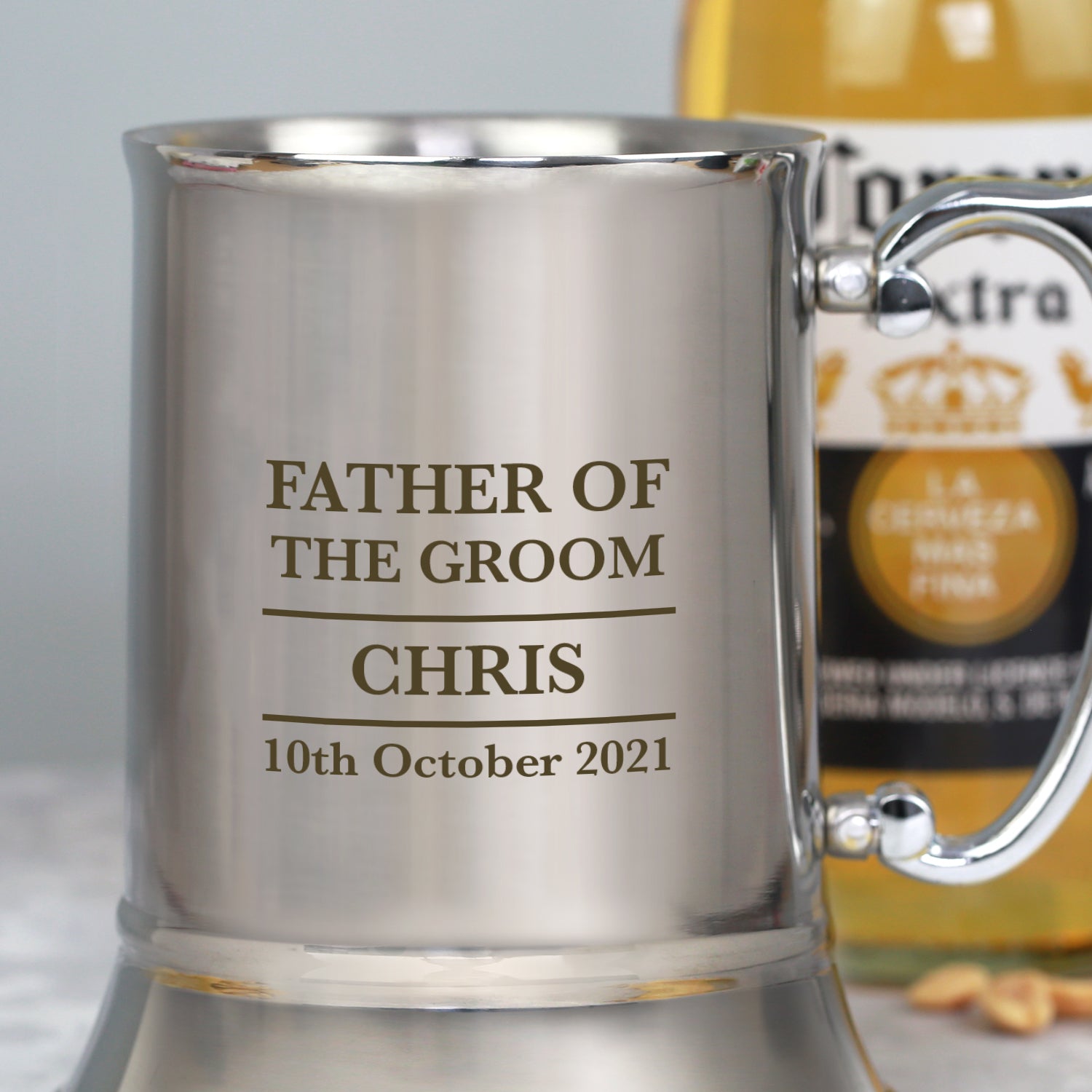 Personalised Father Of The Groom Silver Stainless Steel Tankard - Stainless Steel Tankards