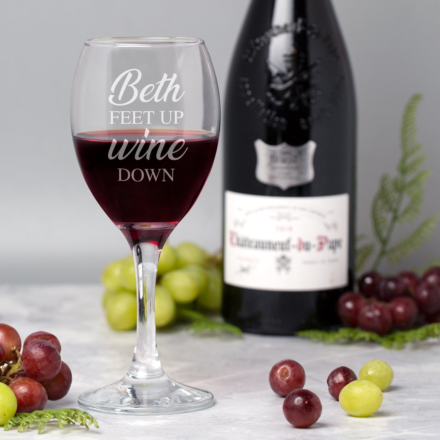 Personalised Feet Up Wine Down Wine Glass - Wine Glasses