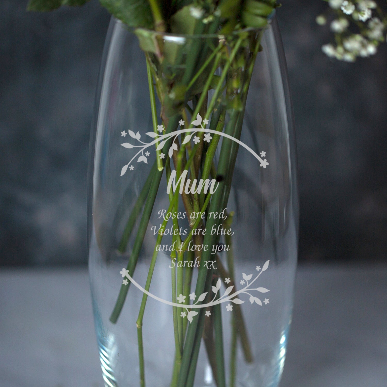 Personalised Floral Name & Message Bullet Vase - Bullet Vase