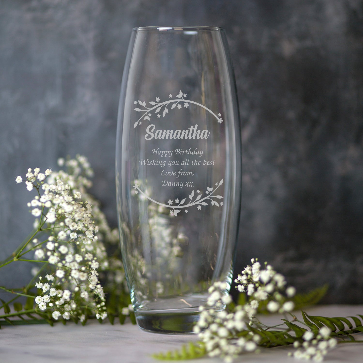 Personalised Floral Name & Message Bullet Vase - Bullet Vase