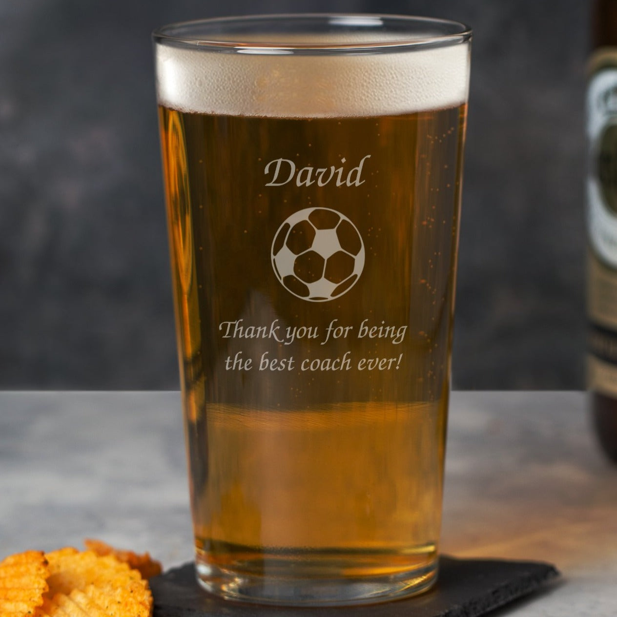 Personalised Football Pint Glass | Engraved Name & Message - Beer Glasses