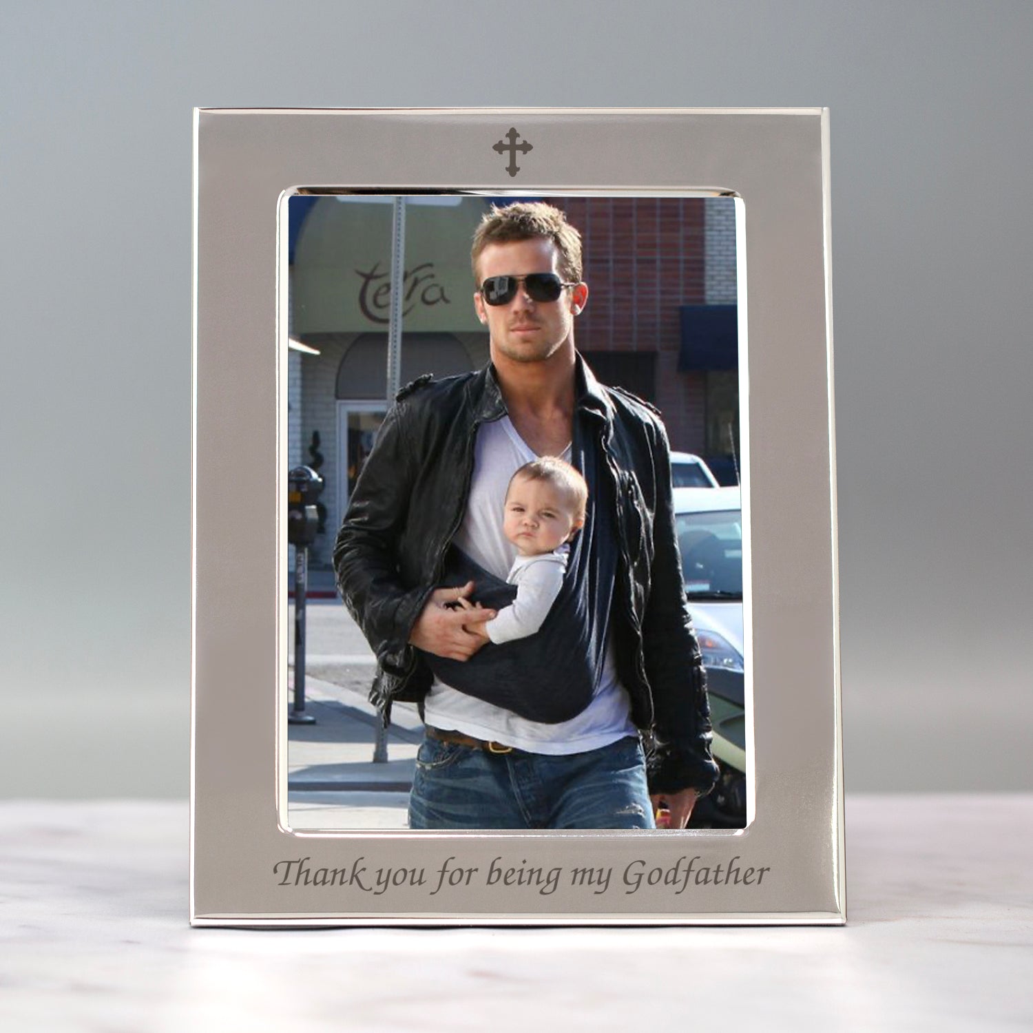 Silver 5x7 Thank You For Being My Godfather Photo Frame - Photo Frames