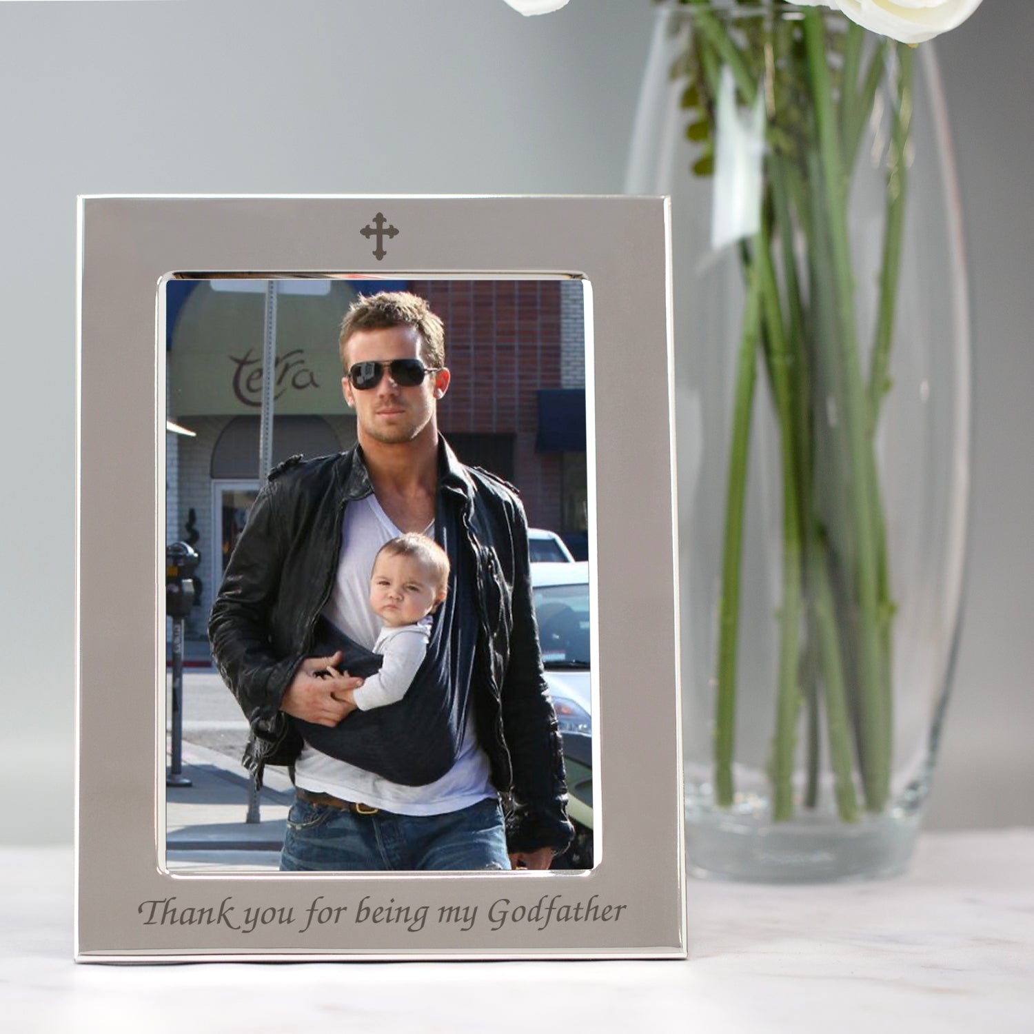 Silver 5x7 Thank You For Being My Godfather Photo Frame - Photo Frames