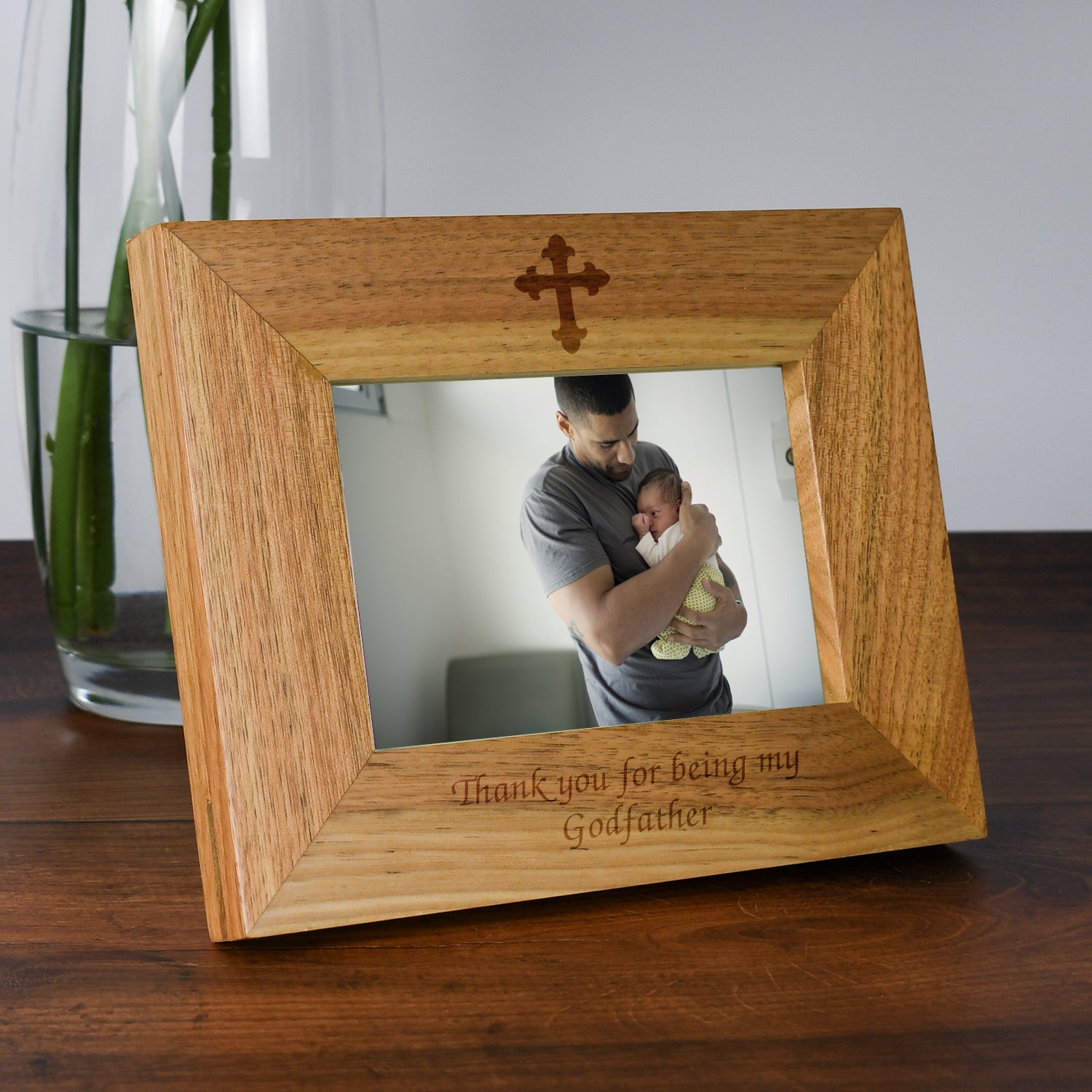 Engraved Wooden 6x4 Landscape Thank You For Being My Godfather Frame - Photo Frames