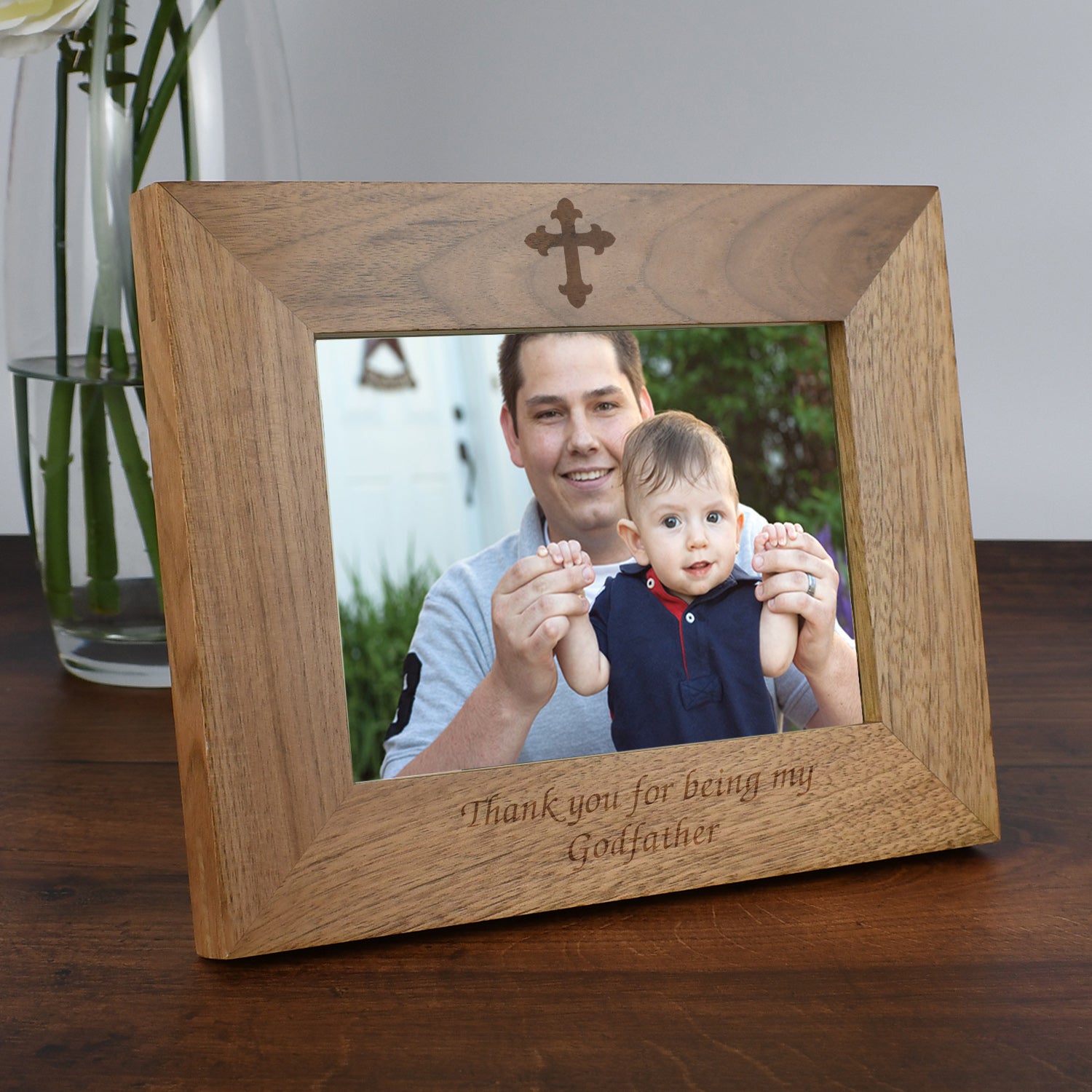 Personalised Wooden 7x5 Landscape Thank You For Being My Godfather Frame - Photo Frames