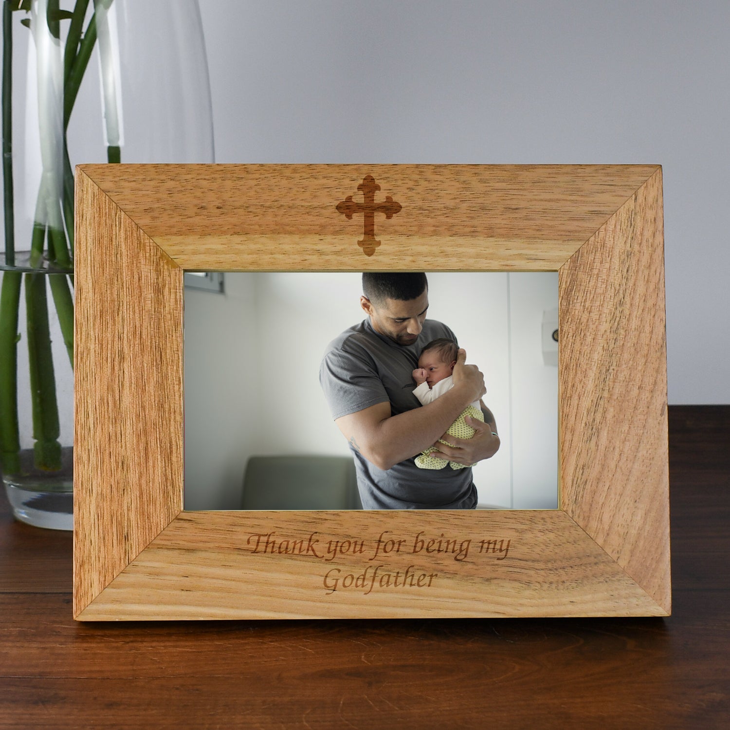 Engraved Wooden 6x4 Landscape Thank You For Being My Godfather Frame - Photo Frames