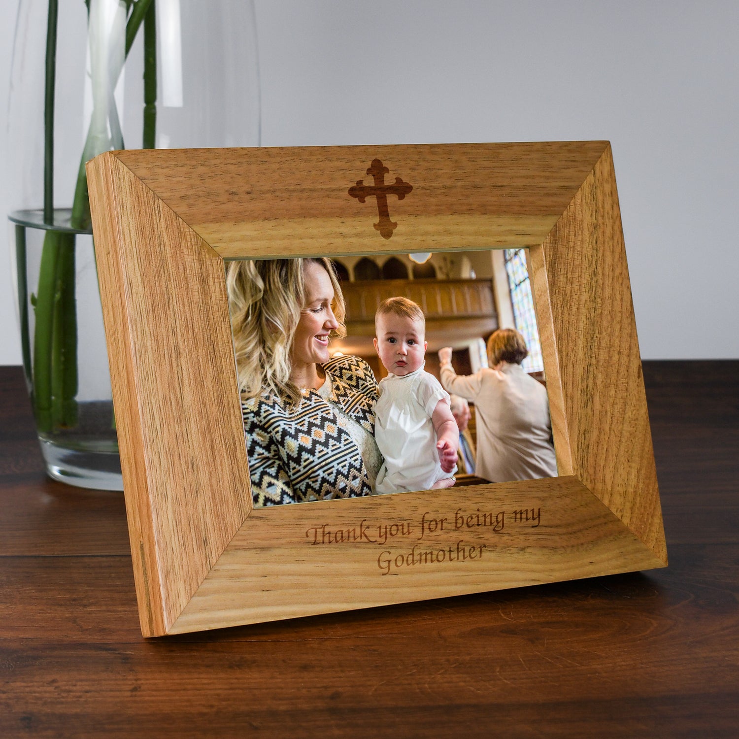 Engraved Wooden 6x4 Landscape Thank You For Being My Godmother Frame - Photo Frames