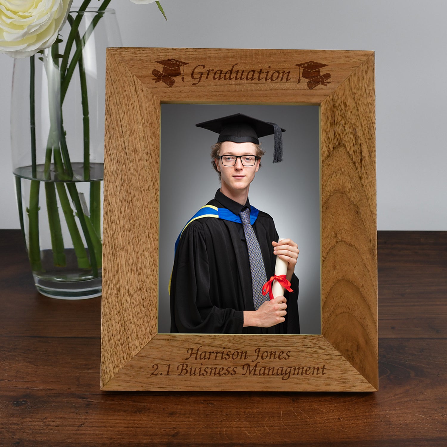 Personalised Wooden 5x7 Graduation Frame - Photo Frames