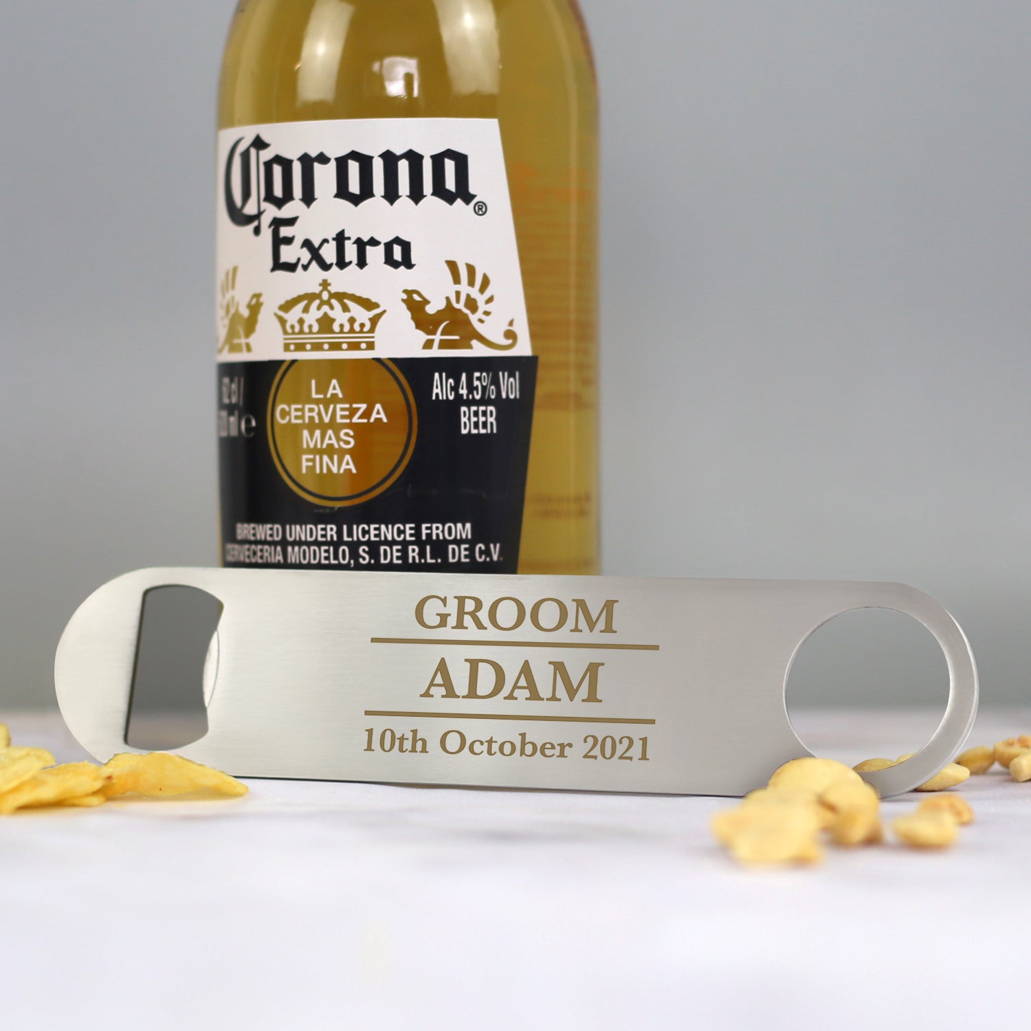 Personalised Groom Silver Bar Blade Bottle Opener - Bar Blades