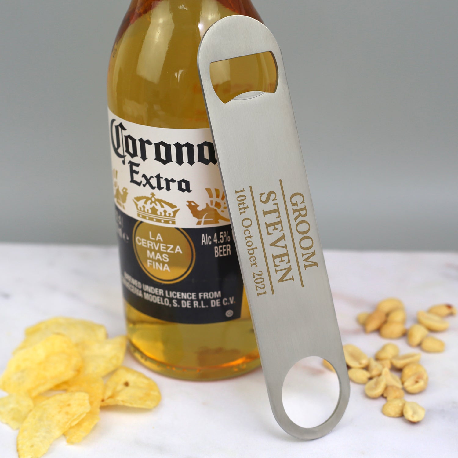 Personalised Groom Silver Bar Blade Bottle Opener - Bar Blades