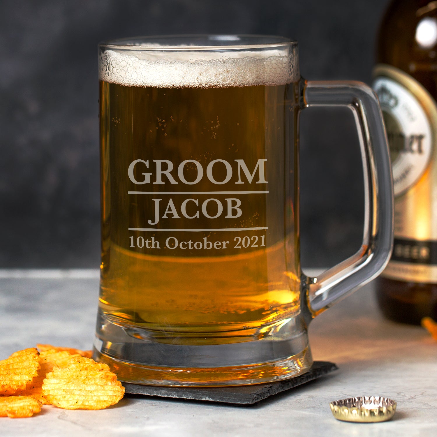 Personalised Groom Glass Pint Stern Tankard - Beer Glasses