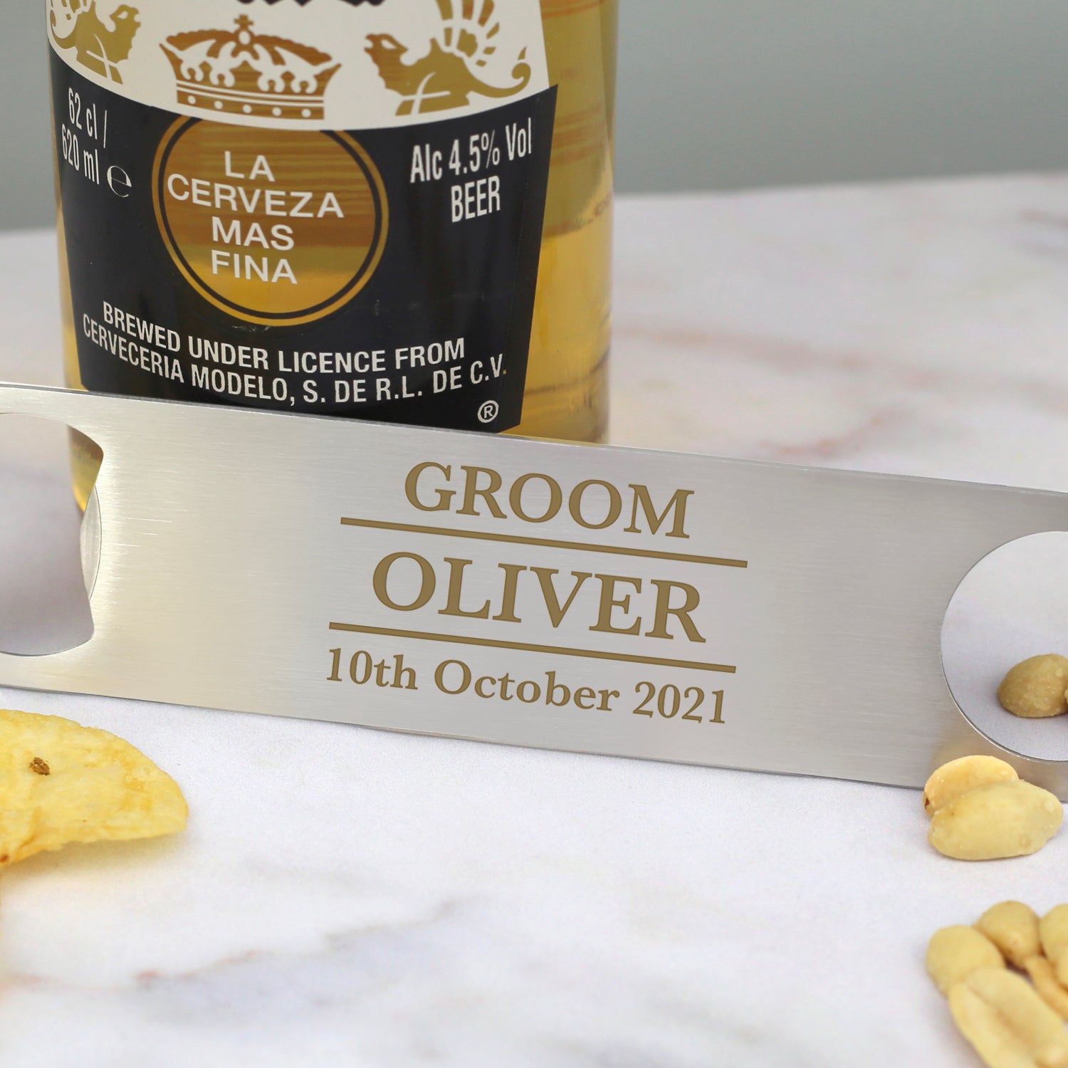 Personalised Groom Silver Bar Blade Bottle Opener - Bar Blades