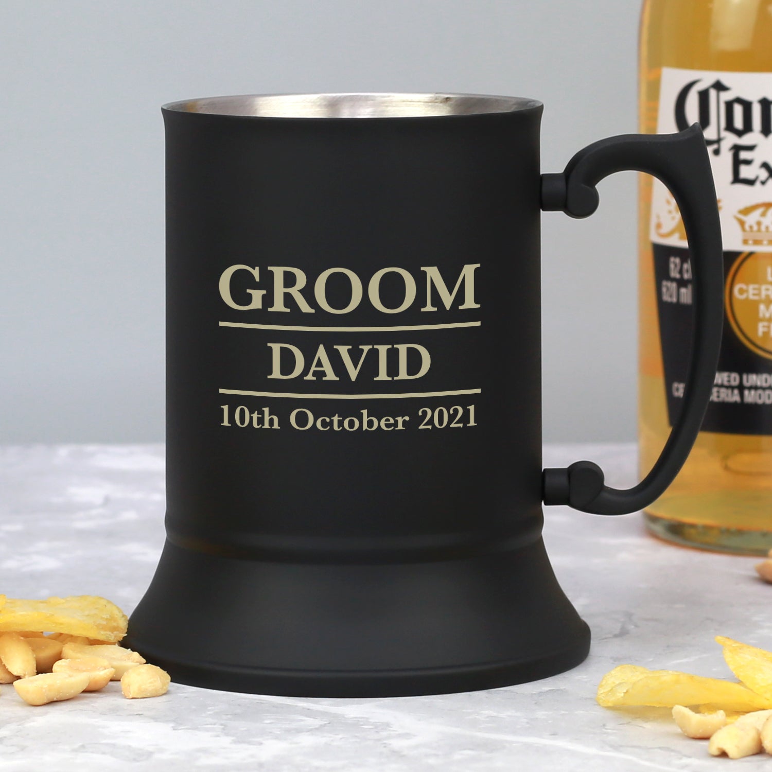 Personalised Groom Matt Black Stainless Steel Tankard - Stainless Steel Tankards