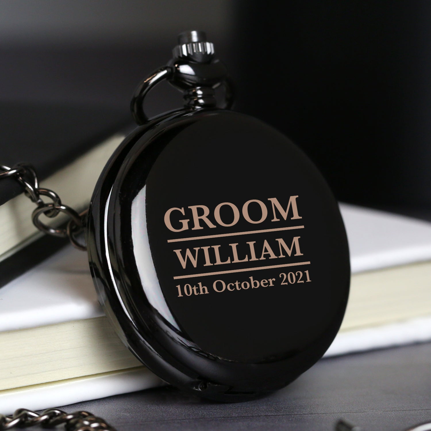 Personalised Groom Black Pocket Fob Watch - Pocket Watches