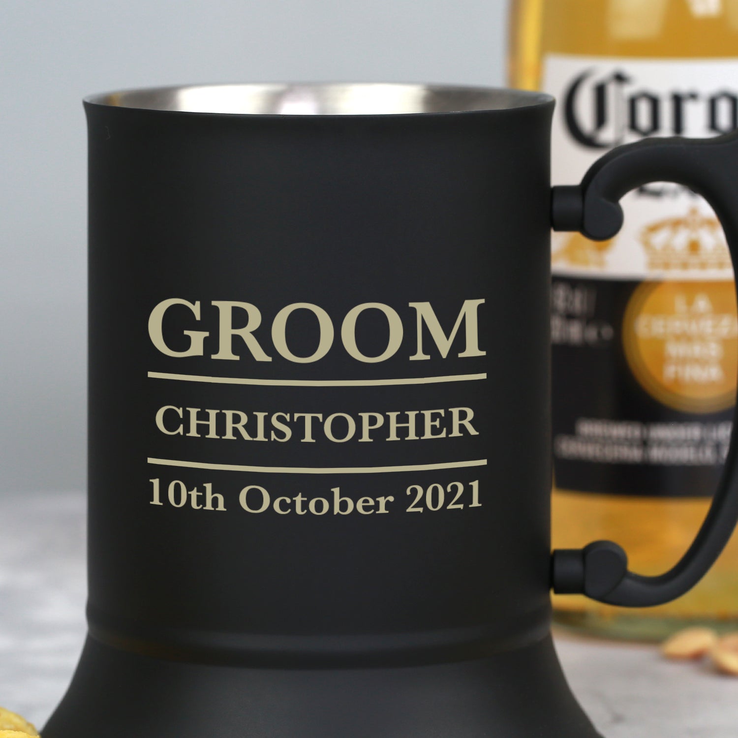 Personalised Groom Matt Black Stainless Steel Tankard - Stainless Steel Tankards