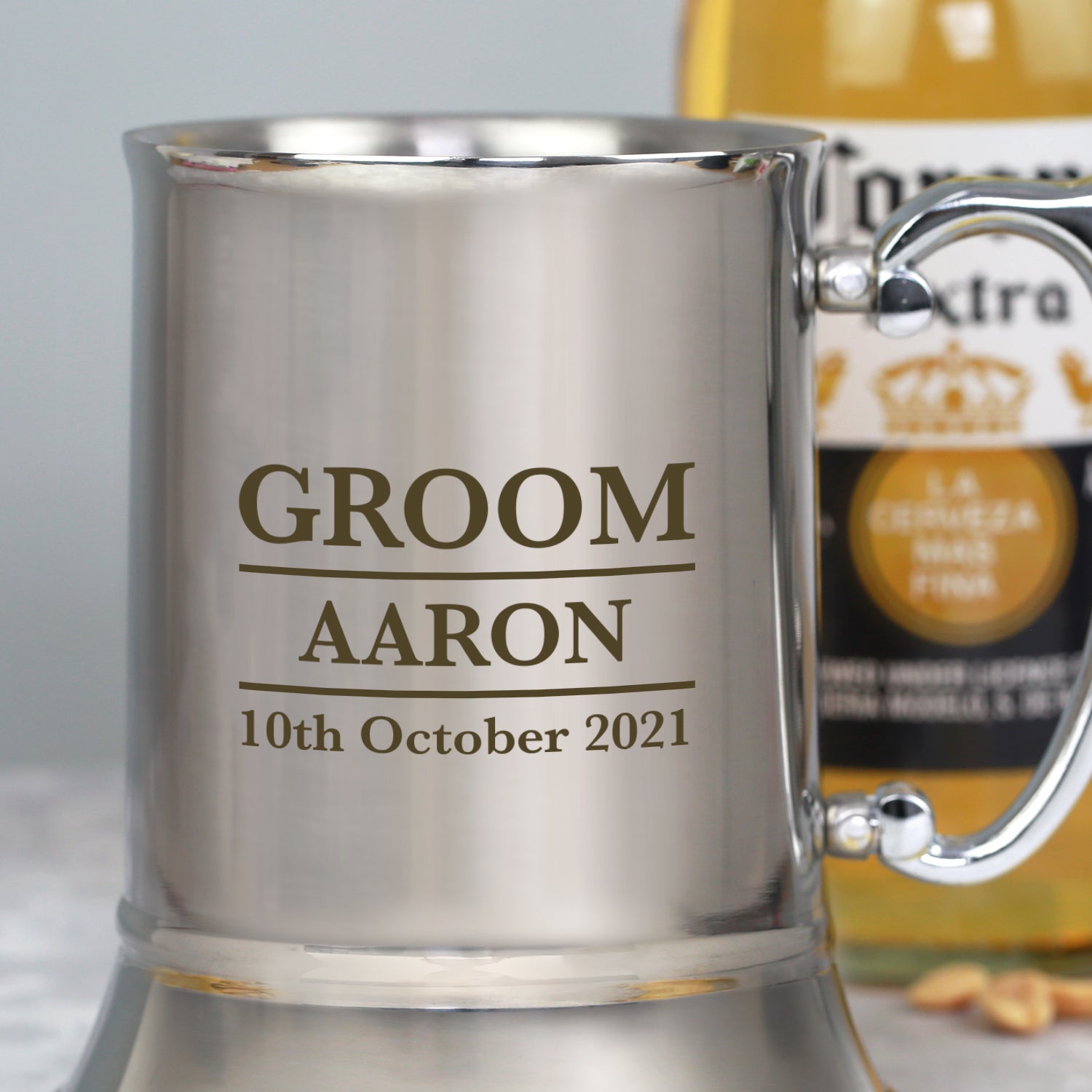 Personalised Groom Silver Stainless Steel Tankard - Stainless Steel Tankards