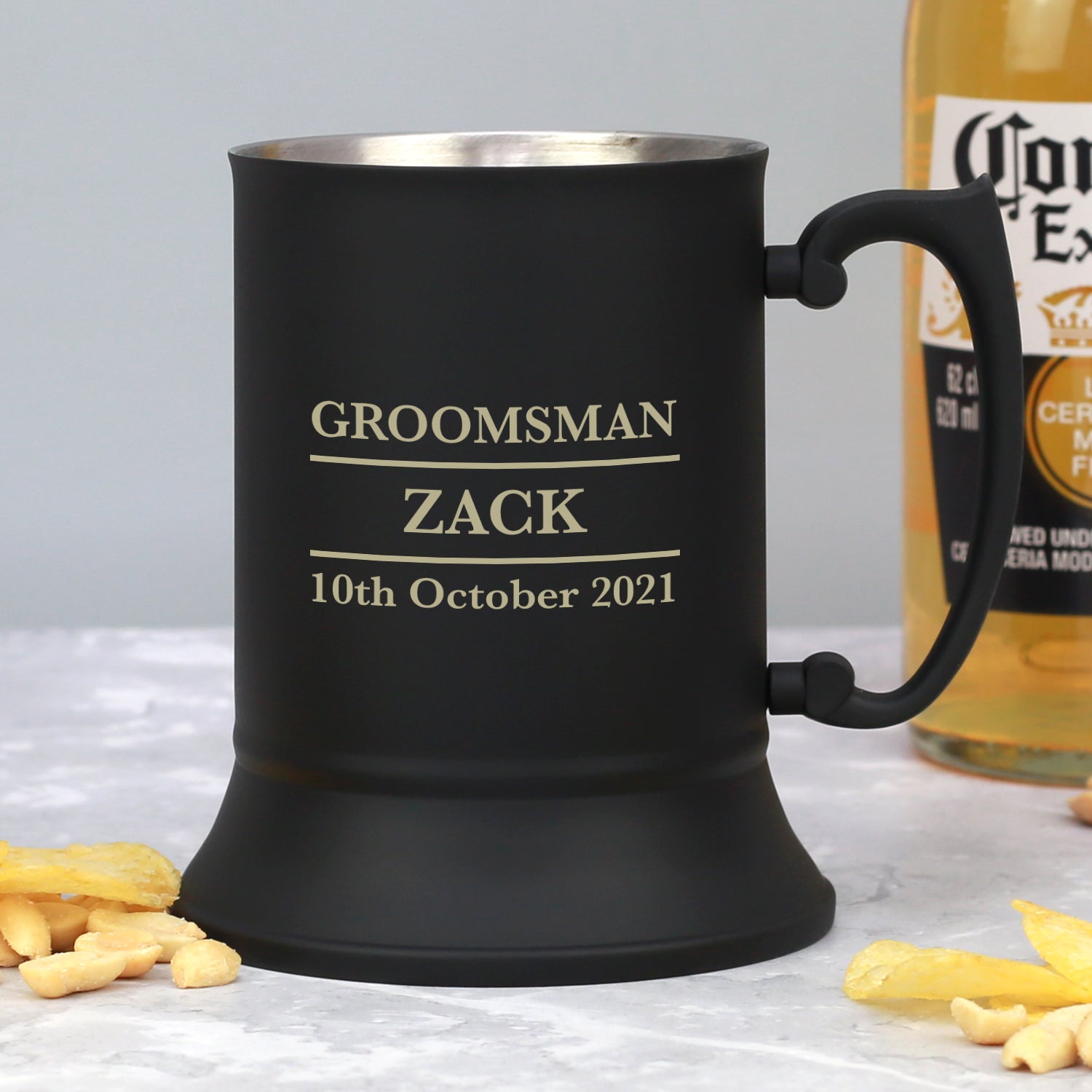 Personalised Groomsman Matt Black Stainless Steel Tankard - Stainless Steel Tankards
