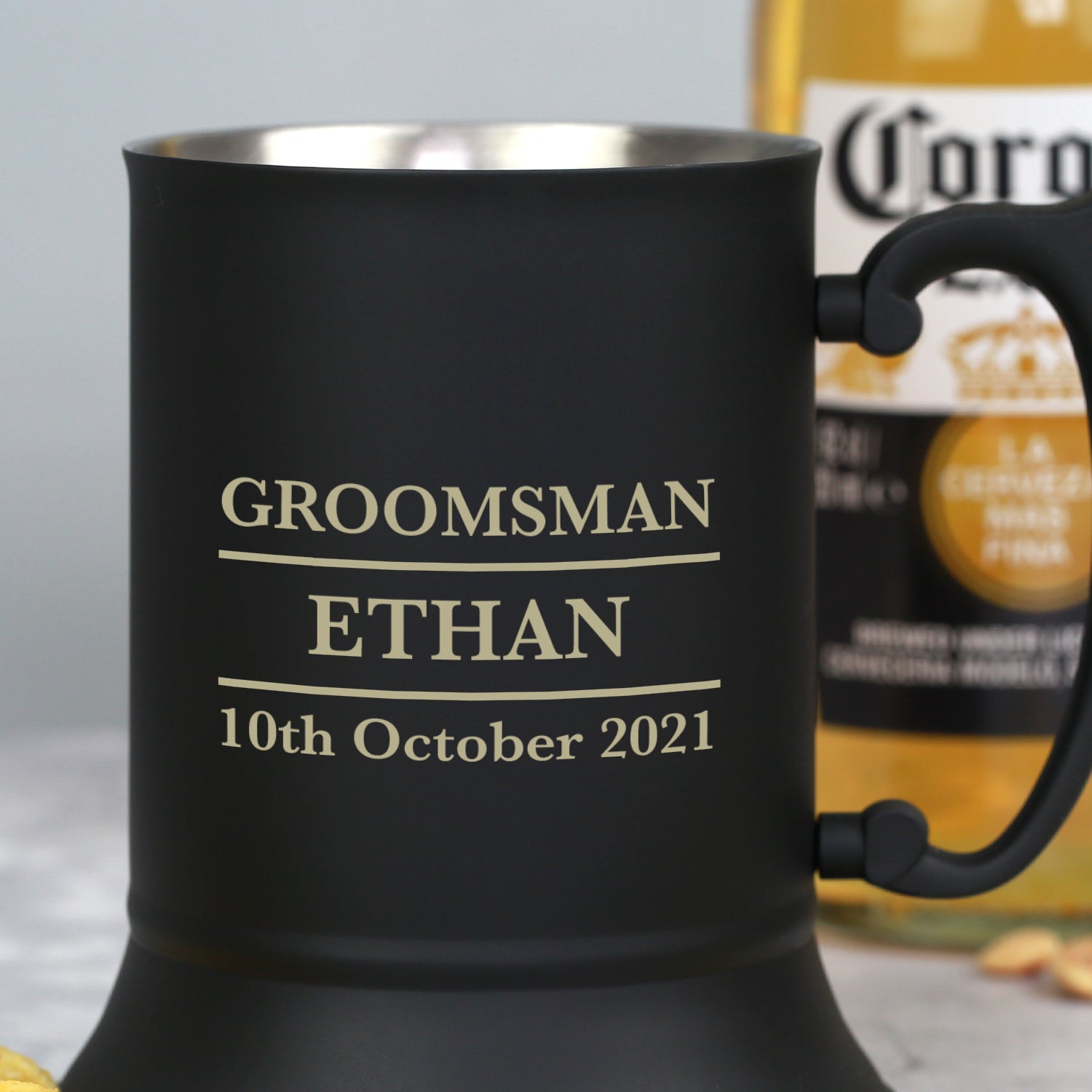 Personalised Groomsman Matt Black Stainless Steel Tankard - Stainless Steel Tankards